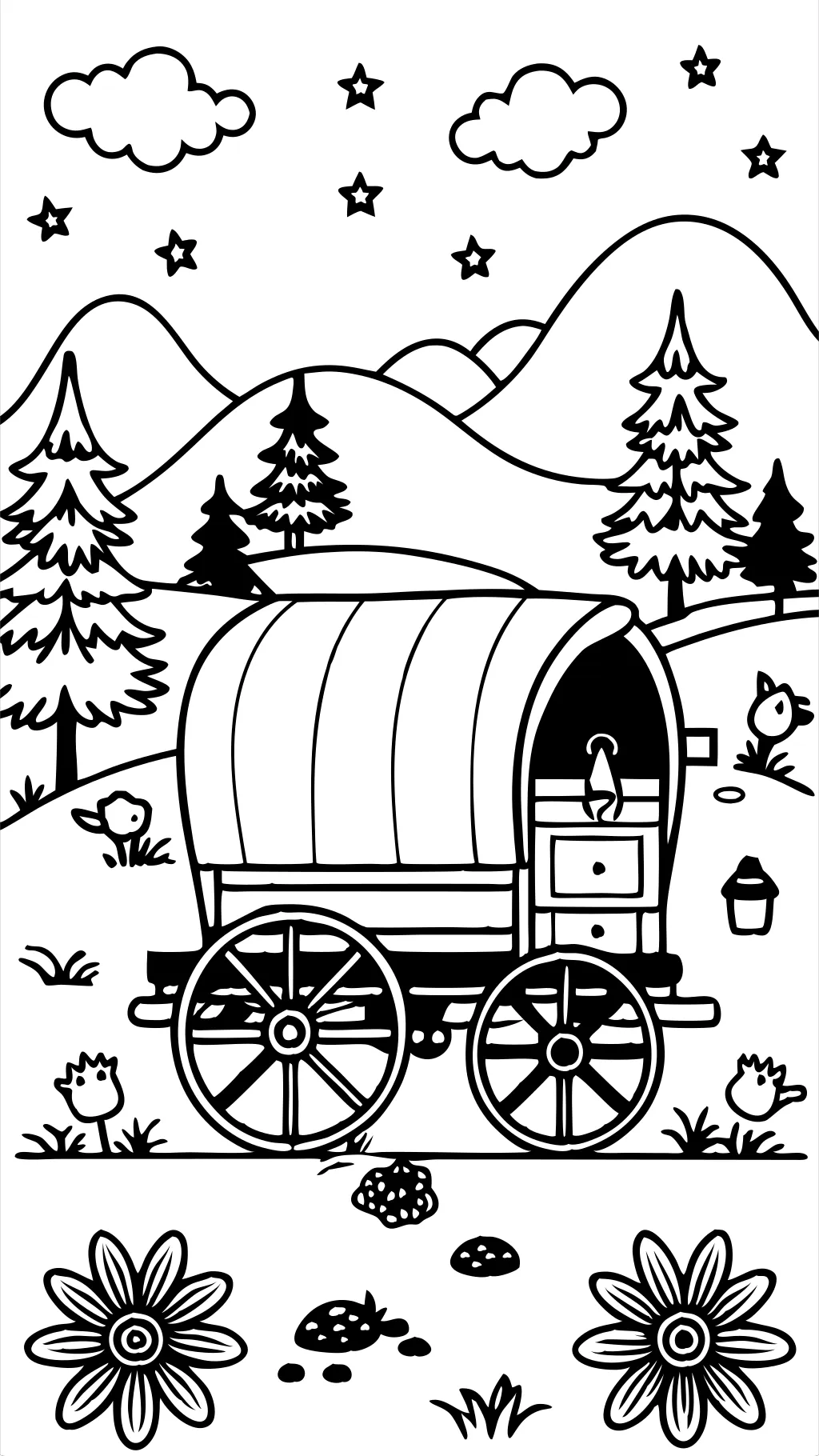 coloring page wagon